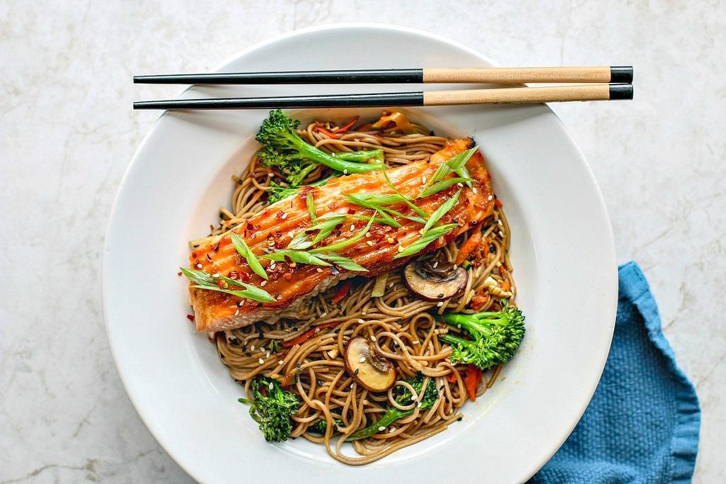 SATURDAY: Miso Glazed Salmon with Soba Noodles + Broccoli Soba noodles can be found in the asian section of Nob Hill, Safeway, and Berkeley Bowl.