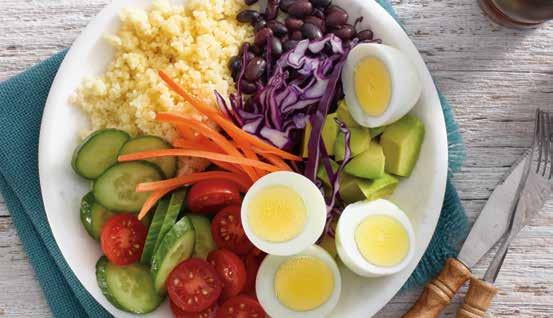 Southwest Power Bowl BEAUTIFUL BOWLS Egg yolks help you absorb some nutrients in veggies, such as beta-carotene in carrots. GOOD TO KNOW Terrific teamwork!