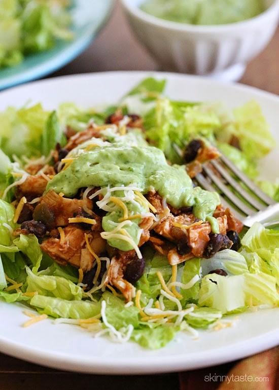 LUNCH EASY CROCK POT CHICKEN AND BLACK BEAN TACO SALAD Nutritional Information: Servings: 4 Size: 1 salad Calories: 290 Fat: 9 g Carb: 20 g Fiber: 8 g Protein: 34 g Sugar: 1 g Sodium: 521 mg