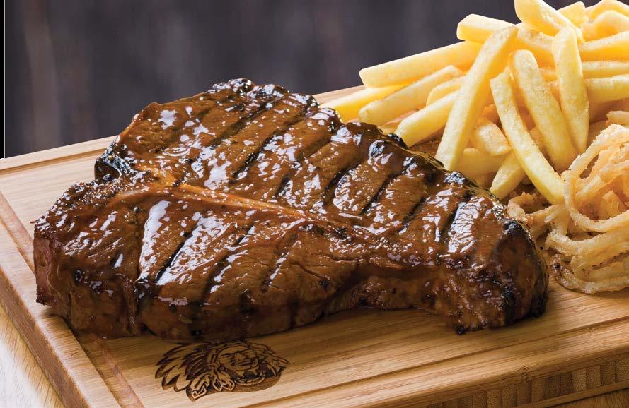 LEGENDARY STEAKS All our steaks are carefully aged and chargrilled with our unique Spur Basting. Served with Spur-style crispy onion rings and chips OR a baked potato OR sweet potato fries (Add N$5.