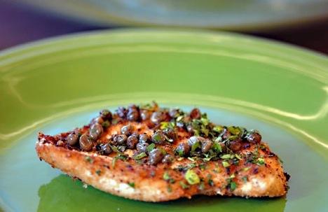 Chicken Piccata 2-4 boneless, skinless chicken breast halves (1½ pounds total) ½ cup blanched almond flour ½ teaspoon celtic sea salt 5 tablespoons coconut oil 5 tablespoons olive oil ¼ cup lemon