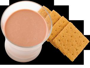 ) Chocolate milk with graham crackers.