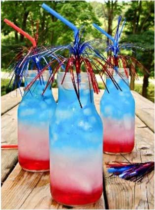 Concord Academy Summer Camp 2016 Camp Cookbook America s Birthday Patriotic Punch Cranberry Juice Cocktail Powerade White Cherry Gatorade G2 Blueberry Pomegranate Ice We used small clear plastic