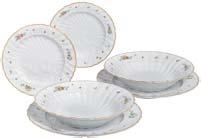 saucers, 1 pot, 1 sugar bowl and 2 dessert plates with floral décor and gold rim 397152-C0503-1 DINNER SET
