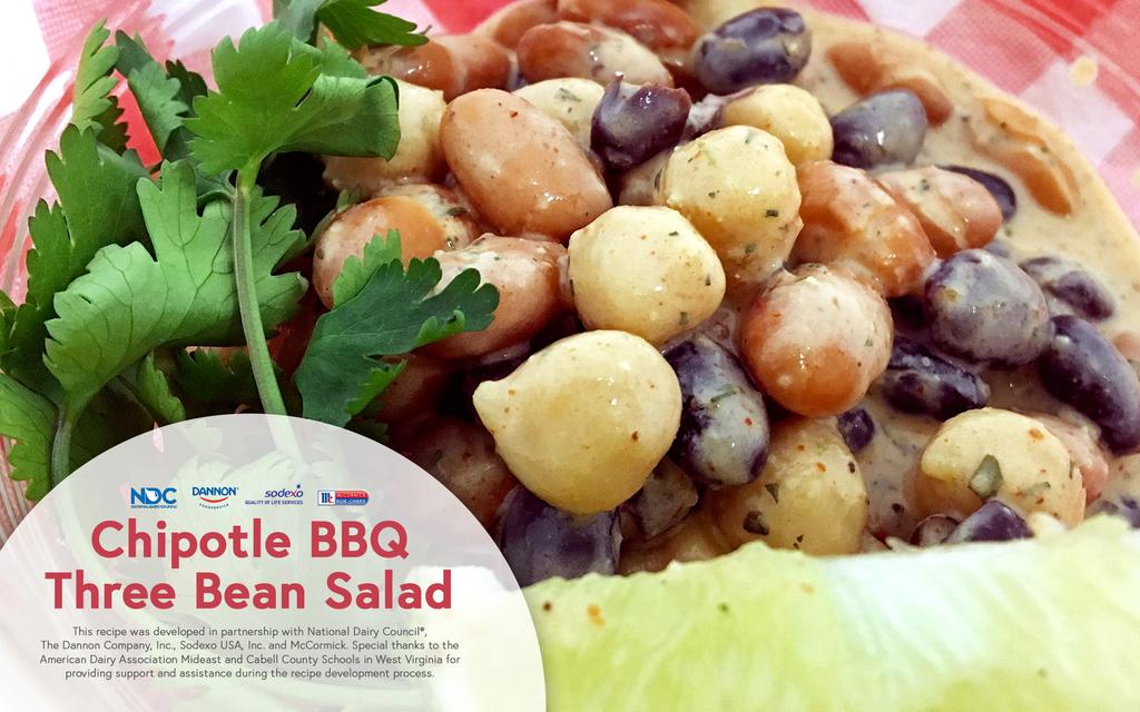 Chipotle BBQ Three Bean Salad Salads Canned black beans, low sodium, drained 7# 1 #10 can 1. Rinse all beans in cold water and drain well. Canned pinto beans, low sodium, drained 7# 1 #10 can 2.