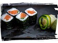 Hoso Maki Roll Salmon Maki Sushi Rice, Nori,