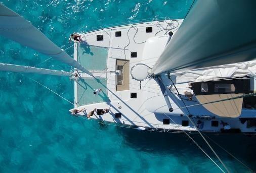 cruising catamarans range: she fits between the Lagoon