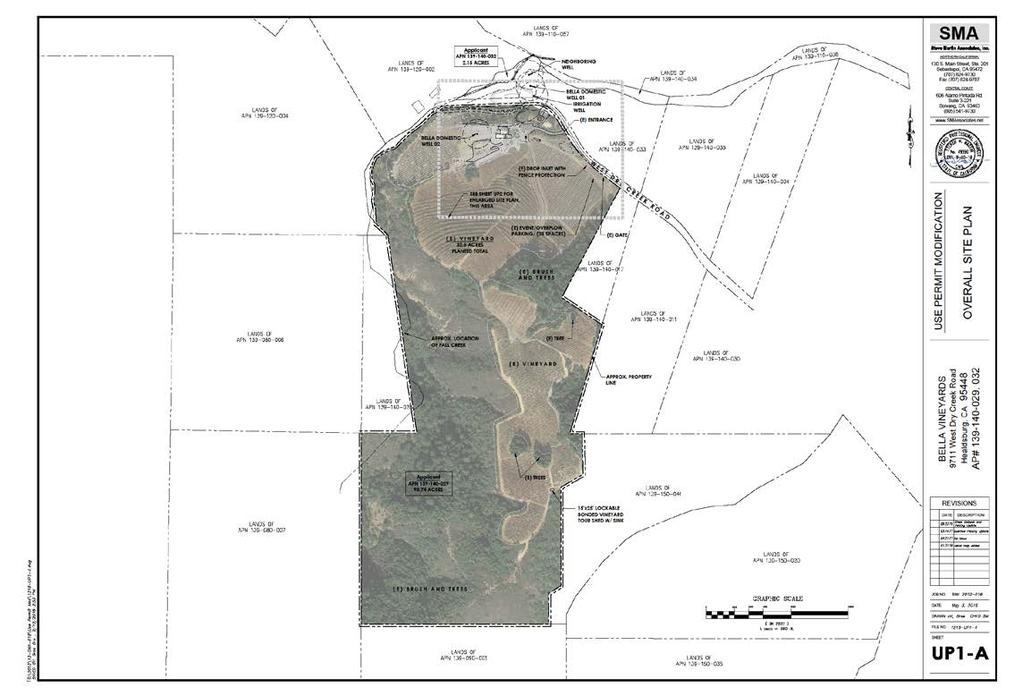 Overall Project Site Plan - Parcel is 100.89 acres. - Contains 41 acres of vineyard.
