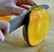 If the mango is too ripe, it will be a mushy mess, and hard to cut into pieces, though easy enough to scoop out for pulp.