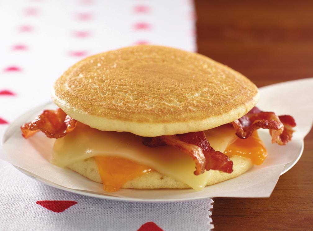 griddled cheese Cakes Kellogg's Eggo Buttermilk Pancakes, cheese and bacon oh my!