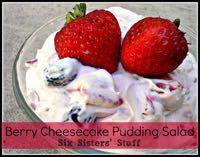 BERRY CHEESECAKE PUDDING SALAD S I D E D I S H Serves: 6 Prep Time: 10 Minutes Cook Time: 1 (32 ounce) container low fat strawberry yogurt 2 (3.