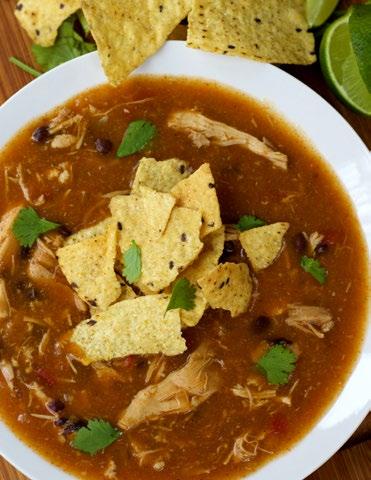 RECIPE 4 CHICKEN TORTILLA SOUP SHOPPING LIST INGREDIENTS 4 boneless skinless chicken thighs 1/2 onion, diced 3/4 cup black beans, rinsed (about half of a 15 oz can) 1/2 cup diced tomatoes with green