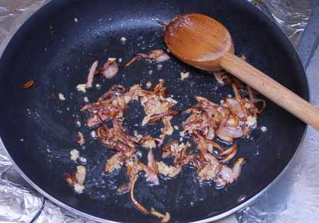 3 3 Add the sliced shallots to the pan (and more oil if needed) and sauté until lightly caramelized, 8 to 10 minutes.