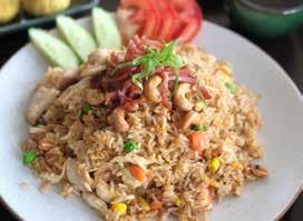Rice Thai Fried Rice Stir fried Thai jasmine rice with onion, egg, shallot, tomato, carrot, peas and coriander.