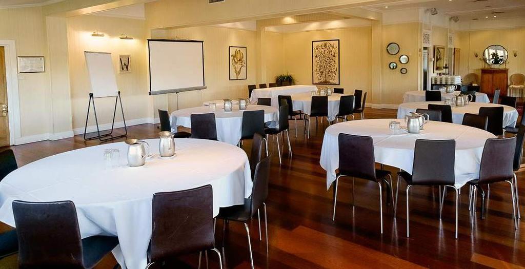 The Rosewood Room Meeting Package Inclusions: Polished rosewood floors Verandah with sweeping views of the golf course Conference tables with linen and chairs Whiteboard and markers OR Flipchart,