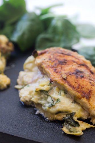 DAY 5 GLUTEN FREE- SPINACH AND ARTICHOKE STUFFED CHICKEN M A I N D I S H Serves: 4 Prep Time: 15 Minutes Cook Time: 30 Minutes 1/2 cup plain greek yogurt 1/2 cup light mayonnaise 1/8 cup onion