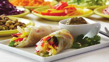 CRUNCHY SPRING ROLLS WITH ASIAN PISTACHIO DIPPING SAUCE RECIPE BY CHERYL FORBERG, RDN 16 spring rolls CRUNCHY SPRING ROLLS Feel free to mix and match your favorite veggies in this scrumptious