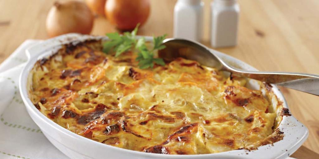 Lou s Creamy Vegetable Bake SERVES: 6-8 PREP: 15 minutes COOK: 1½ hours Spiced Sweet Potato and Apple Soup SERVES: 8 PREP: 15 minutes COOK: 35 minutes 1 tablespoon oil 1 small onion, finely chopped