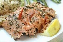Grilled Rosemary Salmon Serves 4 Ingredients Method 500 gms salmon fillet, skin left on 1 tablespoon extra virgin olive oil 1 tsp garlic-infused oil 1 tablespoon chopped, fresh rosemary 1/2 teaspoon