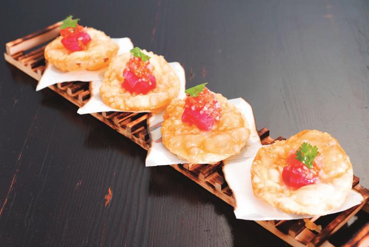 Saikyo $16 miso dressing & dried garlic miso 17 Tuna Sashimi Tacos ツナサシミタコス Diced fresh sashimi topped with