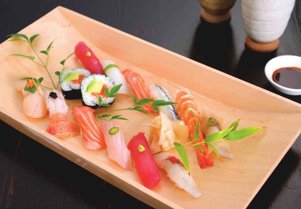 rolls Deluxe 12pcs of hand made nigiri sushi + rolls $16 $24 $34 23 Sushi & Sashimi Combination 寿司 刺身コンビネーション Regular 6pcs of