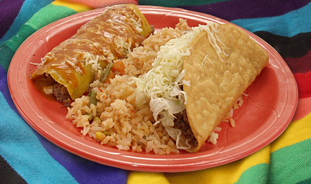 25 NEW Lunch Special #6 Two enchiladas stuffed with your choice of ground beef or shredded chicken, smothered with cheese sauce and our special enchilada sauce. Served with rice 6.