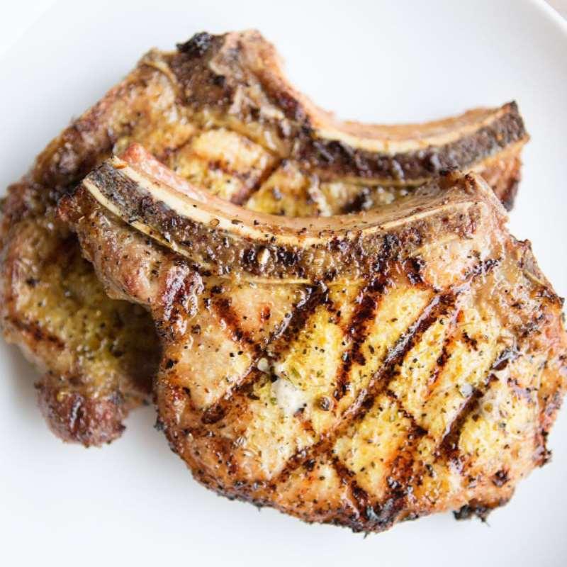 Friday, 18th May 2018 Grilled Adobo Pork Chops 1 1/4 pounds bone-in pork chops 1 1/2 teaspoons Adobo seasoning 1 2 3 Remove pork chops from the refrigerator and allow to come up to temperature while