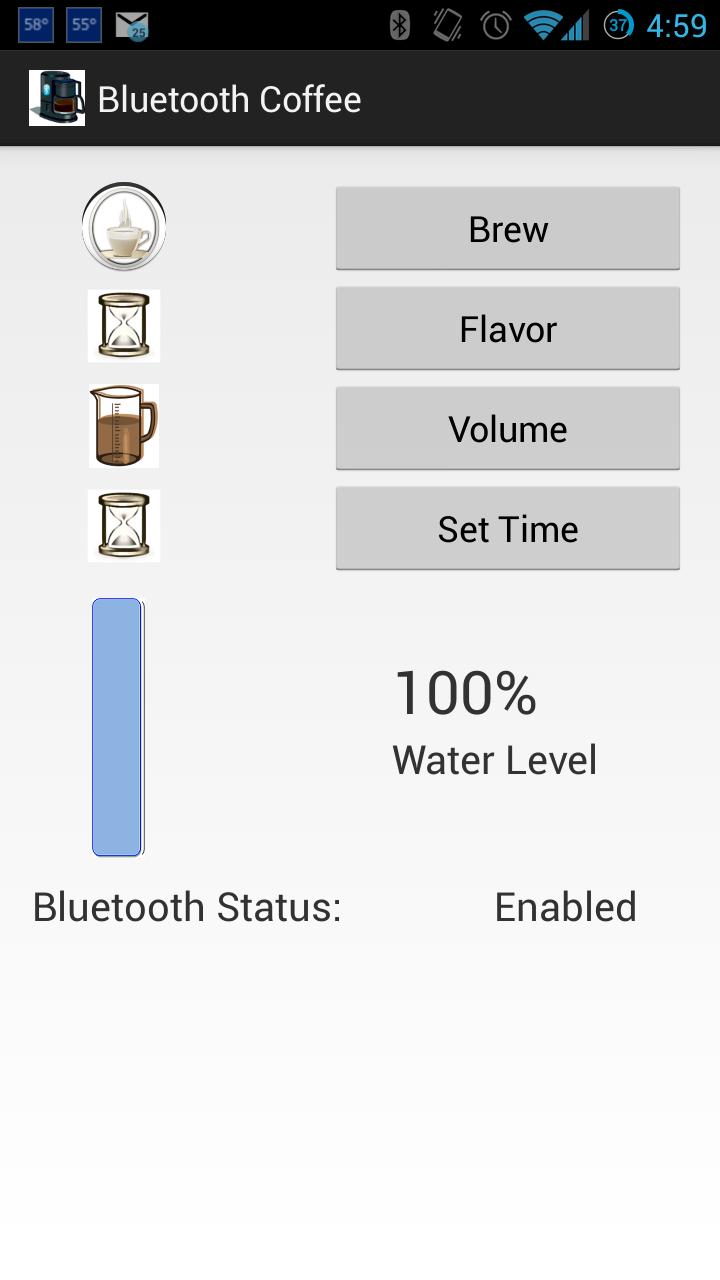 Develop an application on a smartphone by using Java Minimum Requirements: Basic UI layout with buttons to control the coffee machine Uses