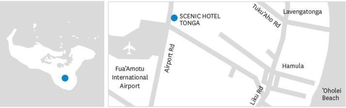 Location & Regional Attractions Tonga: Nuku alofa Located in the southern region of Tongatapu, the principal island of the Kingdom of Tonga, Scenic Hotel Tonga is impeccably positioned just a few