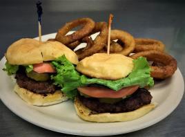 carrots with homemade ranch dressing. Substitute Brew City onion rings on any burger or slider for only $1.49 56 Studebaker Our original 1/3 lb. fresh ground chuck burger served with all the fixins.