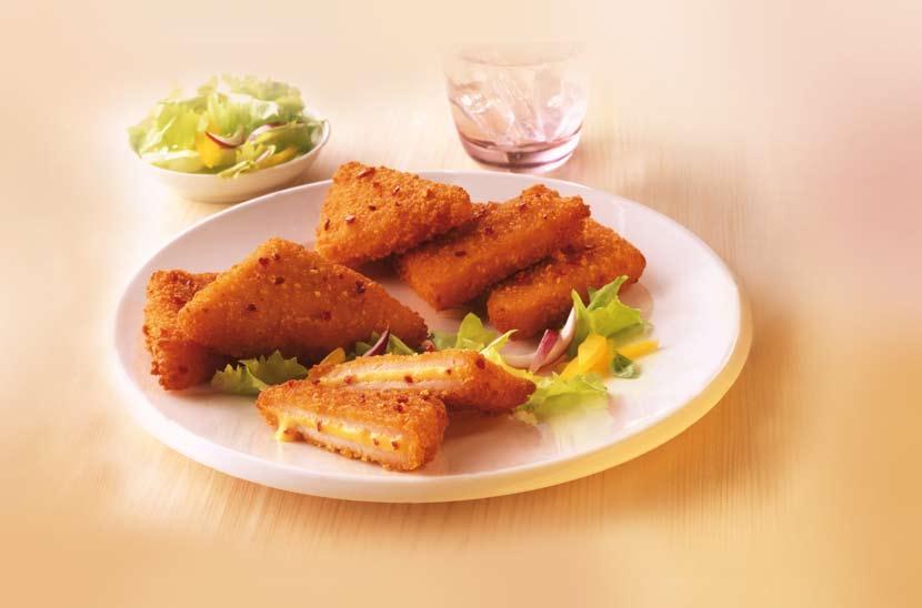 Chicken triangles Cheese & Red Peppers With cheese and red-pepper filling and breading