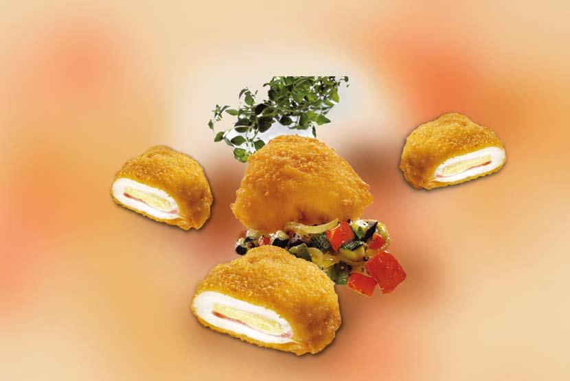 Chicken Cordon Bleu With ham-and-cheese filling From breast fillet, with 8% liquid spicing,