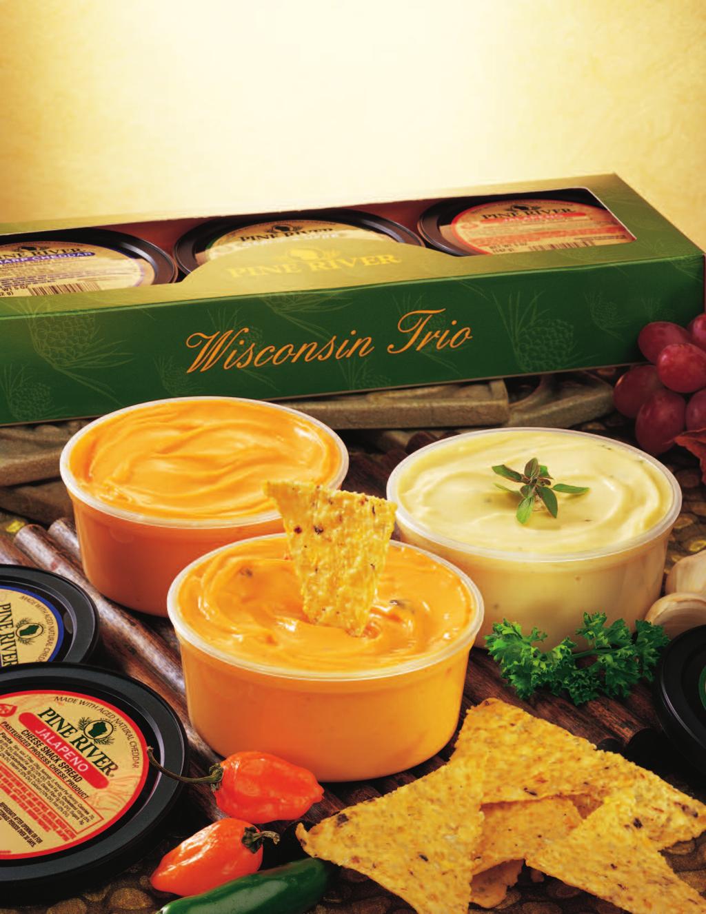 This buttery and mellow Cheddar cheese spread is our most popular flavor. (12 oz.) $13 SMOKEY BACON SNACK SPREAD P820. Golden Cheddar cheese accented with hickory-smoked bacon flavor. (12 oz.) $13 JALAPENO SNACK SPREAD P860.