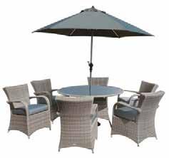6 Large Armchairs & 3m Sturdi Aluminium Crank Parasol Glass Topped Table 20