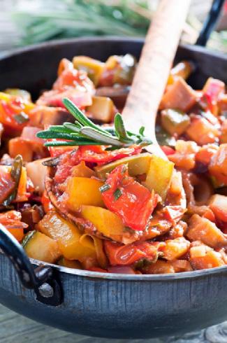 DINNER Ratatouille on Wholemeal Pasta Serves 2 A healthy ratatouille filled with vegetables and served on wholemeal pasta, makes this a delicious dinner.