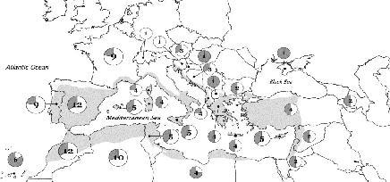 Distribution map and number of species.