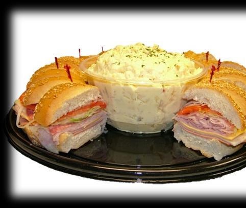 95 Includes: Turkey cooked ham salami bologna American & Swiss) Assortment of Sandwiches: Minimum 10 Chicken salad Egg salad Tuna salad Croissants