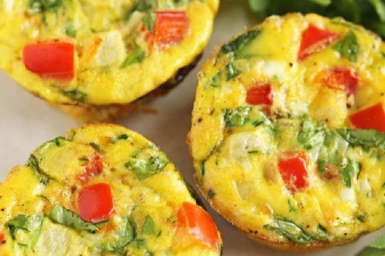Healthy Veggie Egg Muffins Healthy Veggie Egg Muffins 12 servings. Ready in 45 min. Ingredients ¼ cup shredded parmesan cheese, 0.