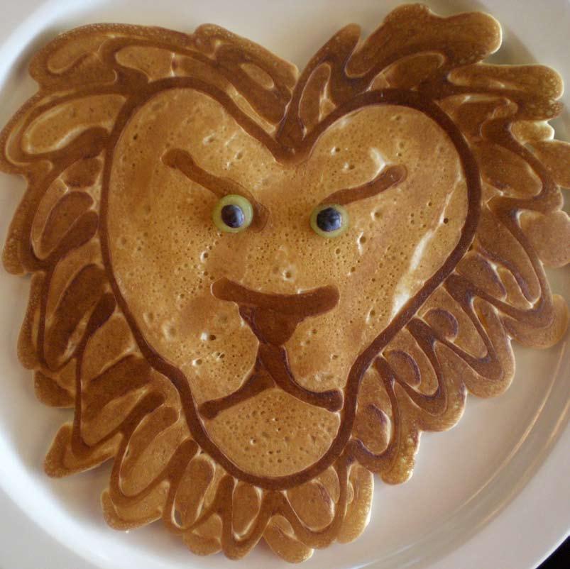 The Lion This is a breakfast fit for a king; the king of beasts, that is. This pancake was requested by my daughter, who, at 7 years old, wants to run a zoo.