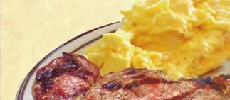 Steak & Eggs Served with two eggs any style, choice of hash browns or fresh fruit, plus toast or pancakes