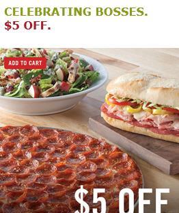 Pizza: $5 off a minimum order of $15 for employees to treat their boss or themselves because they re so boss October 20 Sweetest Meal-for-two deals could include a shareable appetizer and dessert