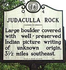 Legend says it was Judaculla, the slant-eyed giant, that scratched the marks with his seven-fingered claws as he crawled over the rock. At one time, there were other similar stones in the area.