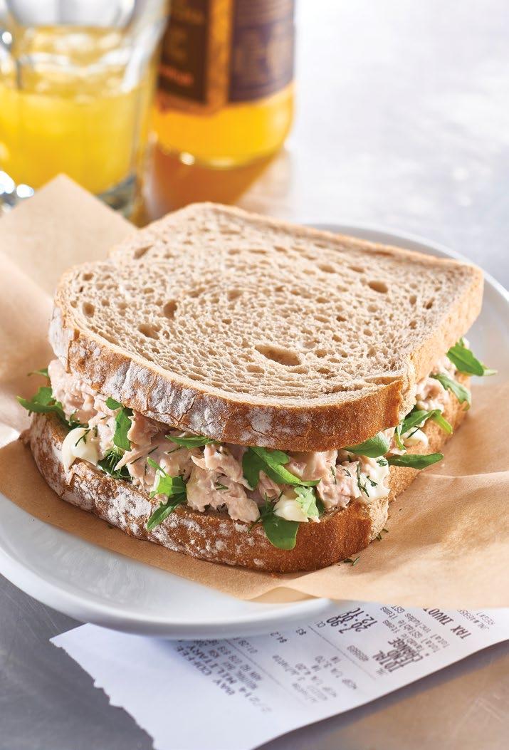 Spring Water Tuna on Rye with Dill, Mayo and Rocket 1kg Tuna in spring water, drained 2g Dill, chopped