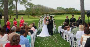 Weddings at Hidden Hills Wedding Ceremony $950 ++ Lush landscaping with statuesque oaks and pines surround our romantic outdoor wedding space, right off the velvety grass of the putting green.
