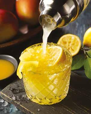 MANGO LEMONADE SHAKER 9,25 Smirnoff, Malibu rum, fresh lemon and lime juices, agave nectar and mango purée.