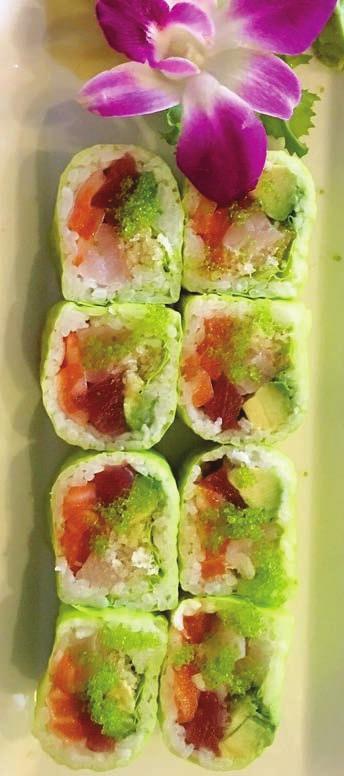 HOUSE SPECIAL ROLL Organic Rice Only Wasabi Roll 14.95 Tuna, salmon, yellowtail, avocado and wasabi caviar wrapped with soy bean skin Porter Roll 14.