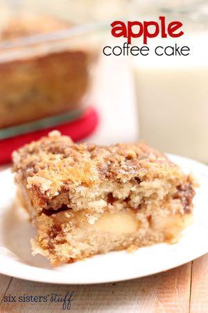 APPLE COFFEE CAKE D E S S E R T Serves: 9 Prep Time: 15 Minutes Cook Time: 35 Minutes Topping: 1/2 cup brown sugar 3 tablespoons flour 1 1/2 teaspoons cinnamon 1 tablespoon butter Cake: 1 1/2 cups