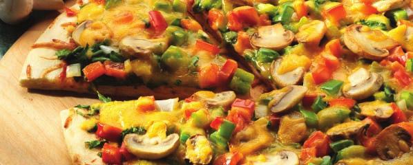 Vegetarian Pizza Ingredients Mixed vegetables mushrooms, peppers, spinach, courgettes or any preferred vegetables and 1 chopped onion 1 tin tomatoes chopped 100g mixed green salad 1 teaspoon of