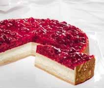 Beneath the topping lies a fine bed of buttermilk cream between two layers of light sponge on a crispy shortcrust base, framed with a band of