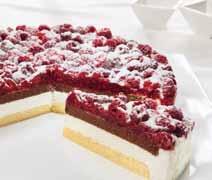 Raspberry and Lime Cream Gateau A refreshing treat: Three dark sponge layers filled with delicious, zesty lime cream and a fruity raspberry-flavoured cream.